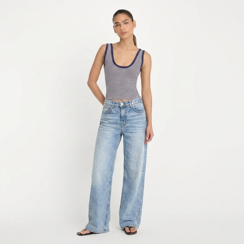 Jean Baggy Wide-Leg Taille Haute Bleu Clair Agadir - vue face complète