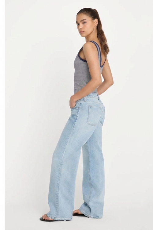 Jean Baggy Wide-Leg Taille Haute Bleu Clair Agadir - vue profil