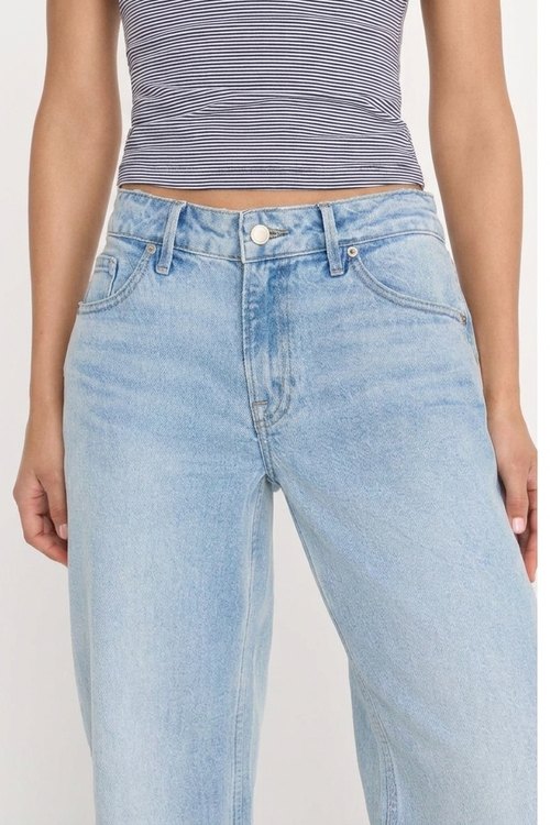 Jean Baggy Wide-Leg Taille Haute Bleu Clair Agadir - gros plan avant