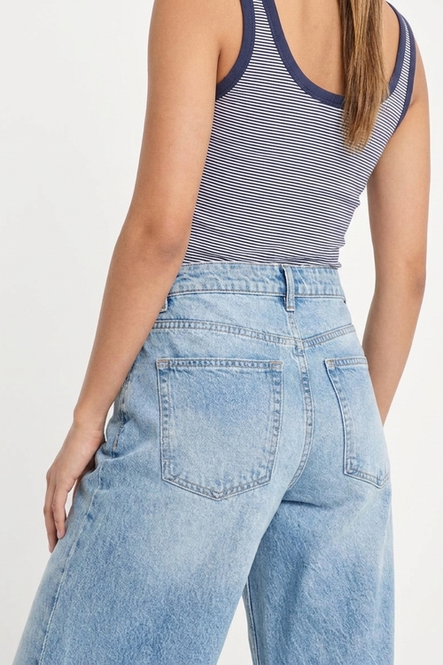 Jean Baggy Wide-Leg Taille Haute Bleu Clair Agadir - gros plan dos