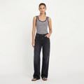 Jean Baggy Wide-Leg Taille Haute Noir Casablanca - vue face complète