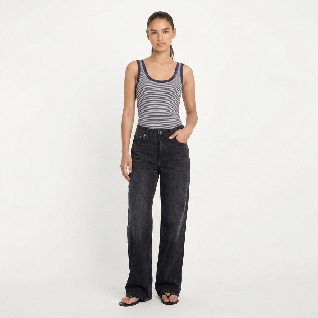 Jean Baggy Wide-Leg Taille Haute Noir Casablanca - vue face complète