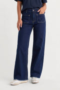 Jean Wide-Leg Taille Haute Poches Plaquées Indigo Ouarzazate - vue face complète