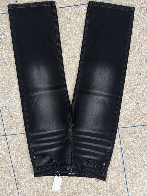 Jean Baggy Wide-Leg Taille Haute Noir Délavé "Urban"
