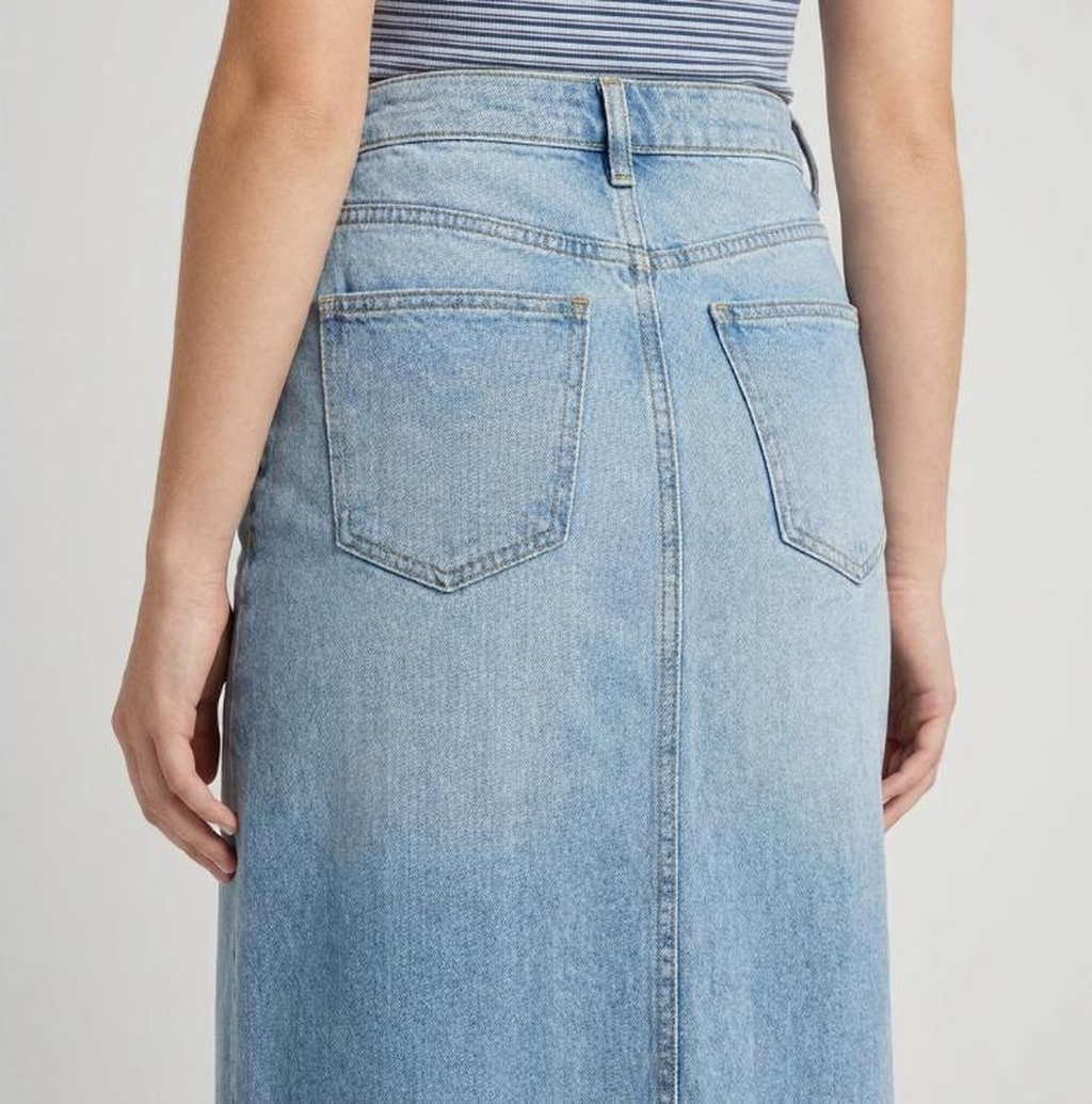 Jupe en Jean Longue Fendue Bleu Clair Tétouan - détail dos