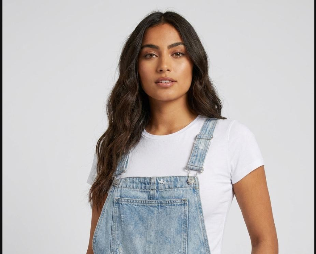 Salopette en Jean Baggy Délavée Déchirée Bleu Clair "Grunge"