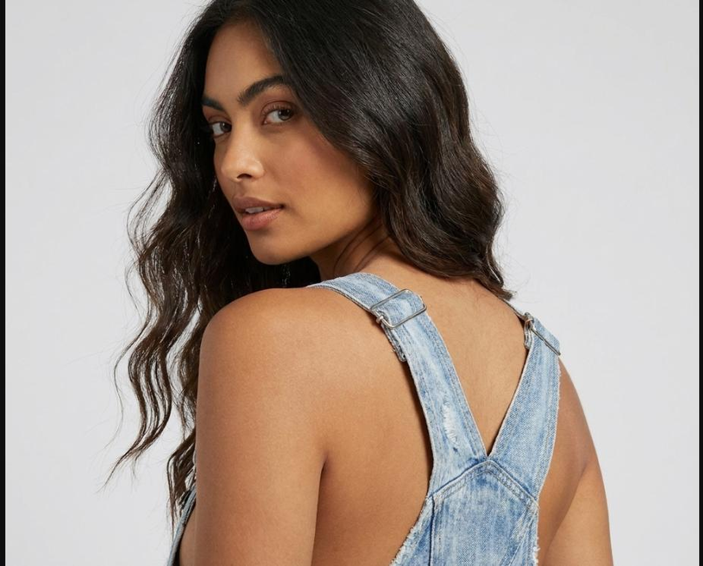Salopette en Jean Baggy Délavée Déchirée Bleu Clair "Grunge"