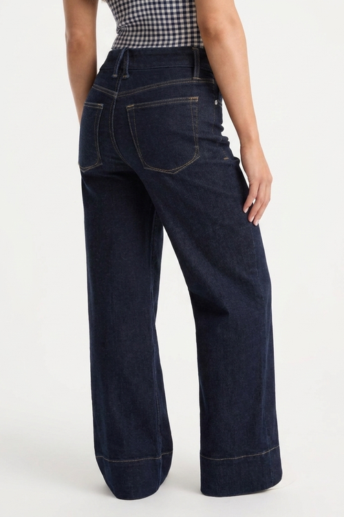 Jean Wide-Leg Taille Haute à Revers Bleu Indigo Tanger - gros plan dos