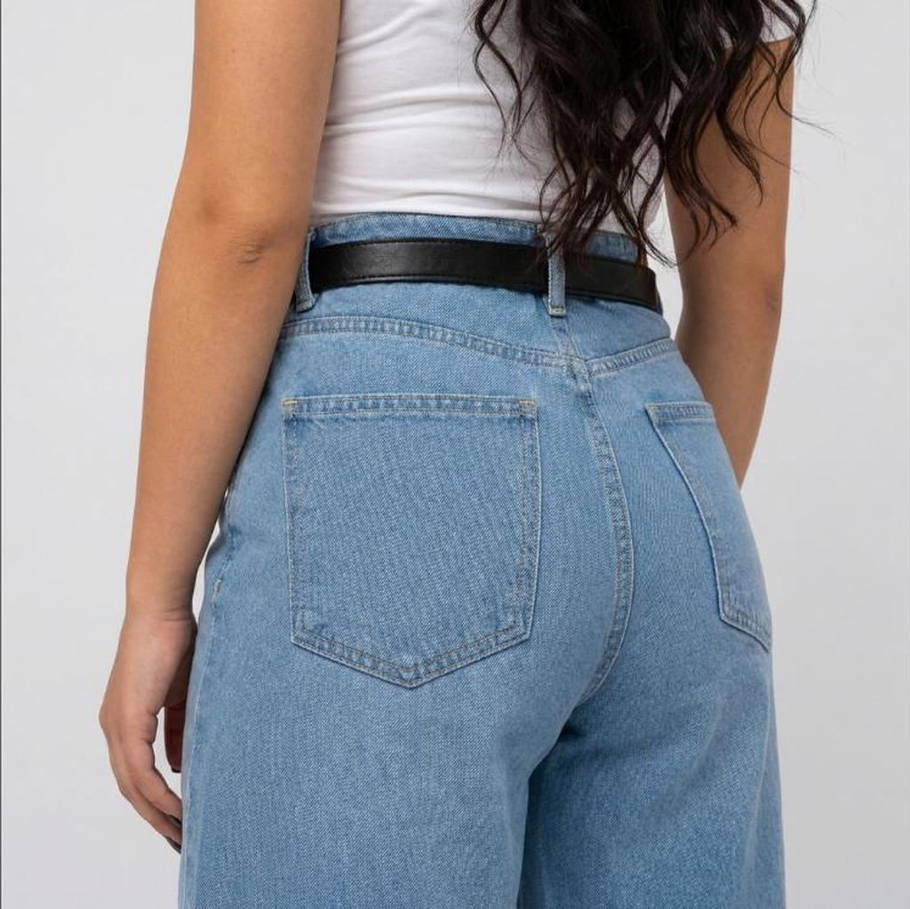 Short Baggy Wide-Leg Taille Haute Bleu Clair Fès - gros plan dos